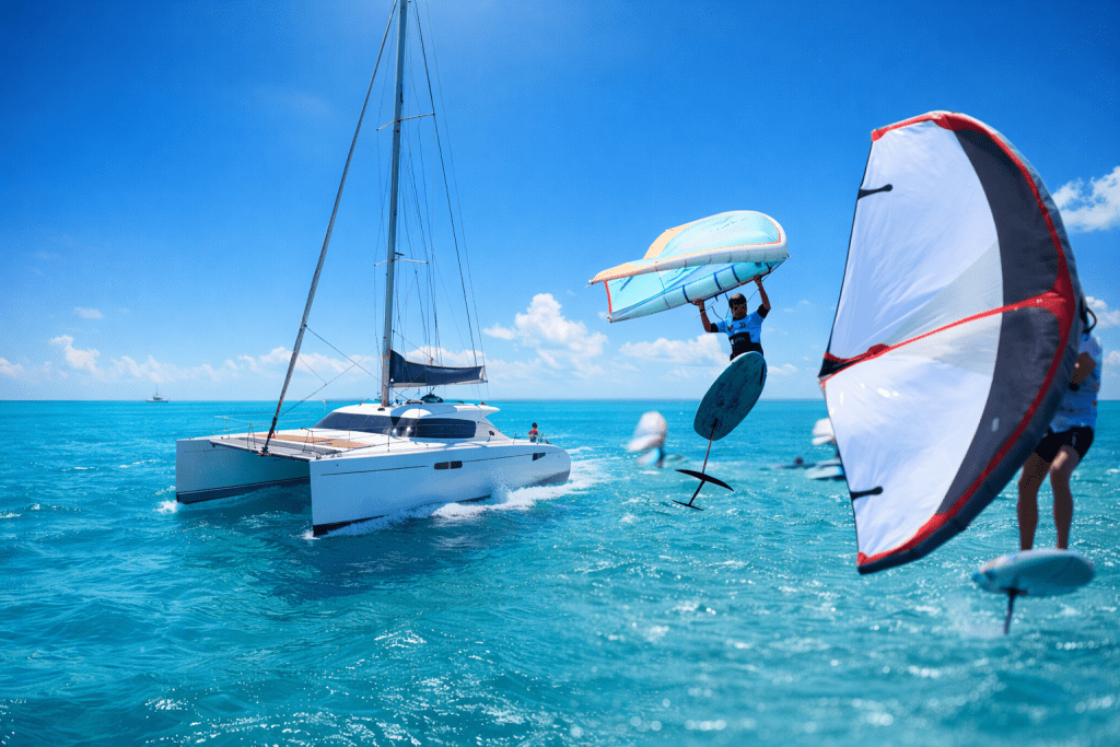 Catamaran en mer turquoise